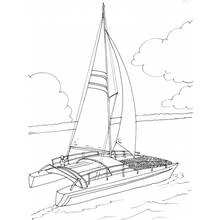 Dibujo de Velero catamarán navegando sobre el agua para colorear