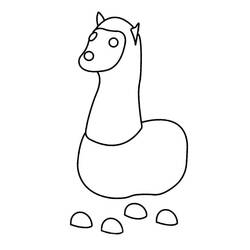 Dibujo de Llama de Adóptame de pie con cuerpo redondeado para colorear