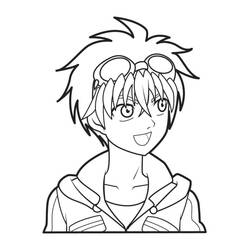 Dibujo de Dan Kuso sonriendo con gafas en la cabeza para colorear Dibujo de Dan Kuso sonriendo con gafas en la cabeza para colorear