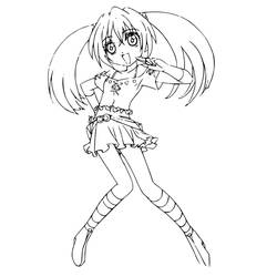 Dibujo de Runo Misaki en una pose juguetona para colorear Dibujo de Runo Misaki en una pose juguetona para colorear