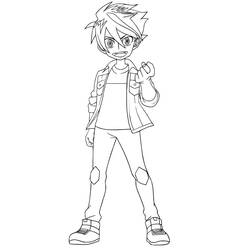 Dibujo de Dan Kuso de pie con confianza para colorear Dibujo de Dan Kuso de pie con confianza para colorear