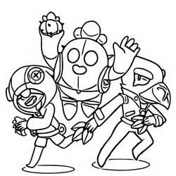 Dibujo de Brawl Stars trío corriendo juntos para colorear