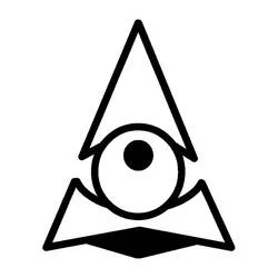 Dibujo de Geometry Dash triángulo con ojo central para colorear
