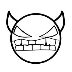 Dibujo de Geometry Dash cara demoníaca con dientes afilados para colorear