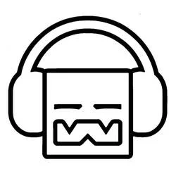 Dibujo de Geometry Dash cara cuadrada con auriculares para colorear