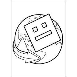 Dibujo de Cubo de Geometry Dash sobre el globo para colorear
