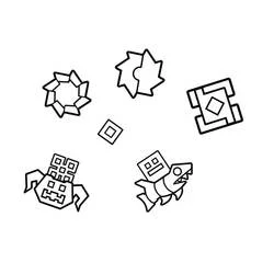Dibujo de Geometry Dash iconos y criaturas para colorear