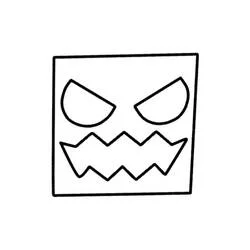 Dibujo de Geometry Dash cubo con cara aterradora para colorear