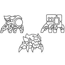 Dibujo de Tres criaturas robóticas de Geometry Dash para colorear