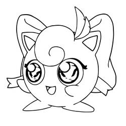 Dibujo de Jigglypuff con un gran lazo para colorear Dibujo de Jigglypuff con un gran lazo para colorear