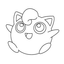 Dibujo de Jigglypuff sonriendo con la boca abierta para colorear Dibujo de Jigglypuff sonriendo con la boca abierta para colorear