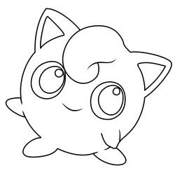 Dibujo de Jigglypuff sonriente con su mechón rizado para colorear Dibujo de Jigglypuff sonriente con su mechón rizado para colorear
