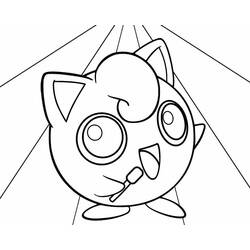 Dibujo de Jigglypuff cantando con un micrófono para colorear Dibujo de Jigglypuff cantando con un micrófono para colorear