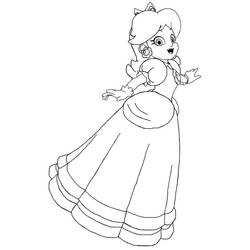 Dibujo de Princesa Daisy con vestido de volantes para colorear