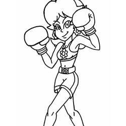 Dibujo de Princesa Daisy en pose de boxeo para colorear