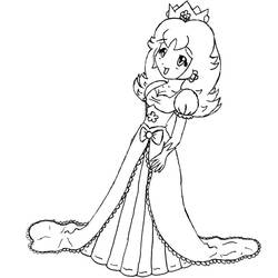 Dibujo de Princesa Daisy con vestido largo para colorear
