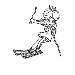 Dibujo de Princesa Daisy esquiando para colorear
