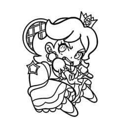 Dibujo de Princesa Daisy chibi con un micrófono para colorear