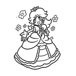 Dibujo de Princesa Daisy rodeada de flores para colorear
