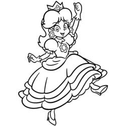 Dibujo de Princesa Daisy bailando alegremente para colorear