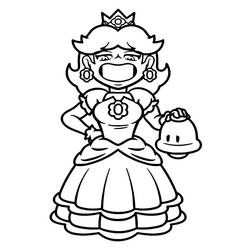 Dibujo de Princesa Daisy riendo con un hongo para colorear
