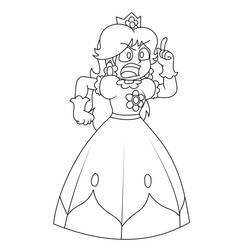 Dibujo de Princesa Daisy enojada con el dedo levantado para colorear