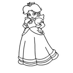 Dibujo de Princesa Daisy de pie con manos en la cintura para colorear