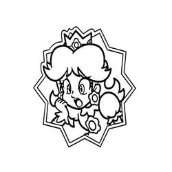 Dibujo de Princesa Daisy en retrato dentro de una insignia estrellada para colorear