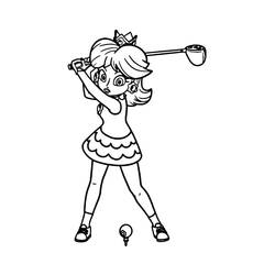 Dibujo de Princesa Daisy jugando al golf para colorear