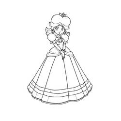 Dibujo de Princesa Daisy con su vestido de gala para colorear