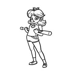 Dibujo de Princesa Daisy jugando béisbol para colorear
