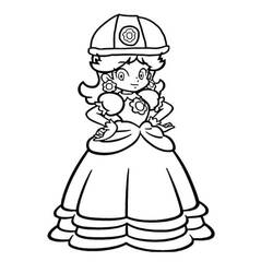 Dibujo de Princesa Daisy de pie con su vestido de flores para colorear