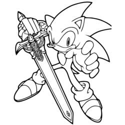 Dibujo de Sonic sosteniendo una gran espada para colorear