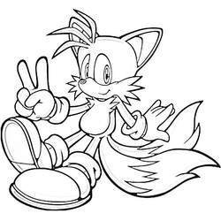 Dibujo de Tails haciendo la señal de la paz para colorear