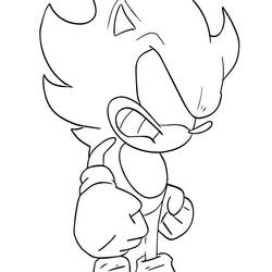 Dibujo de Sonic oscuro en pose de acción dinámica para colorear