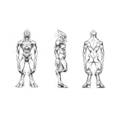 Dibujo de Protoss guerrero visto desde tres ángulos para colorear