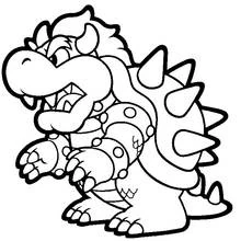 Dibujo de Bowser en pose amenazante para colorear