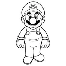 Dibujo de Mario de pie con una gran sonrisa para colorear