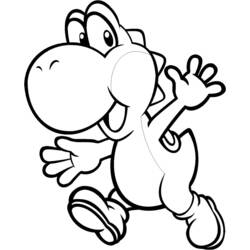Dibujo de Yoshi saludando alegremente para colorear