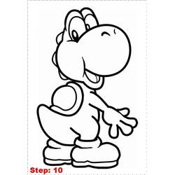 Dibujo de Yoshi sonriente de perfil para colorear